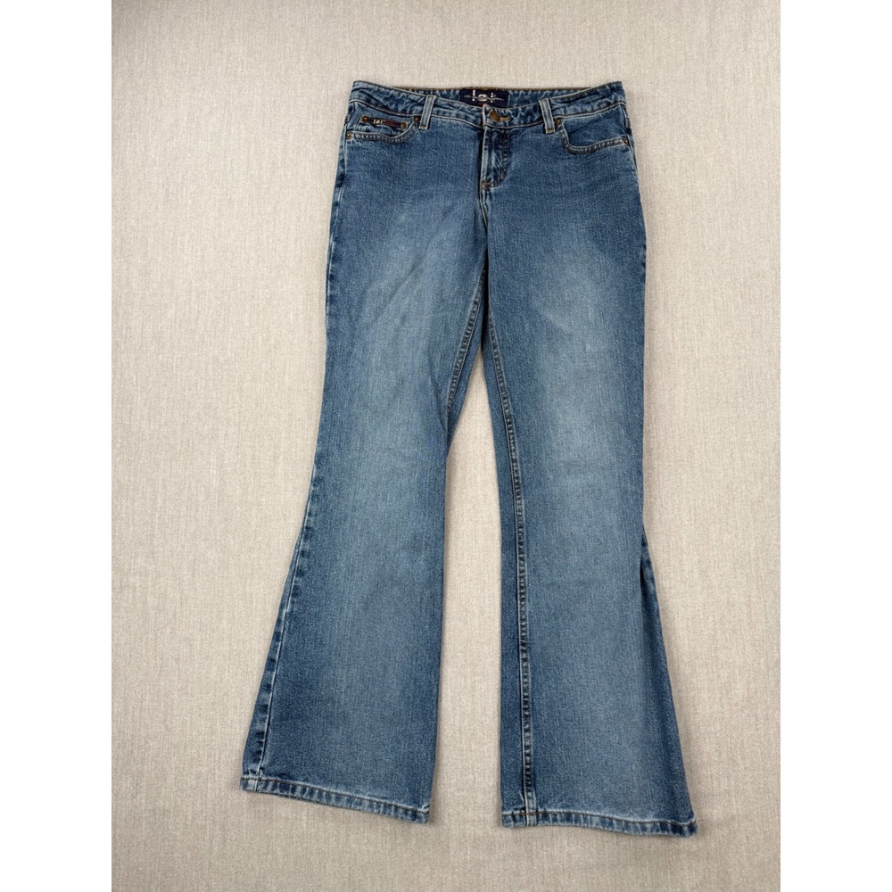 LEI Jeans Womens 7 Blue Medium Wash Flare Wide‎ Leg Vintage 100% Cotton Mid Rise
